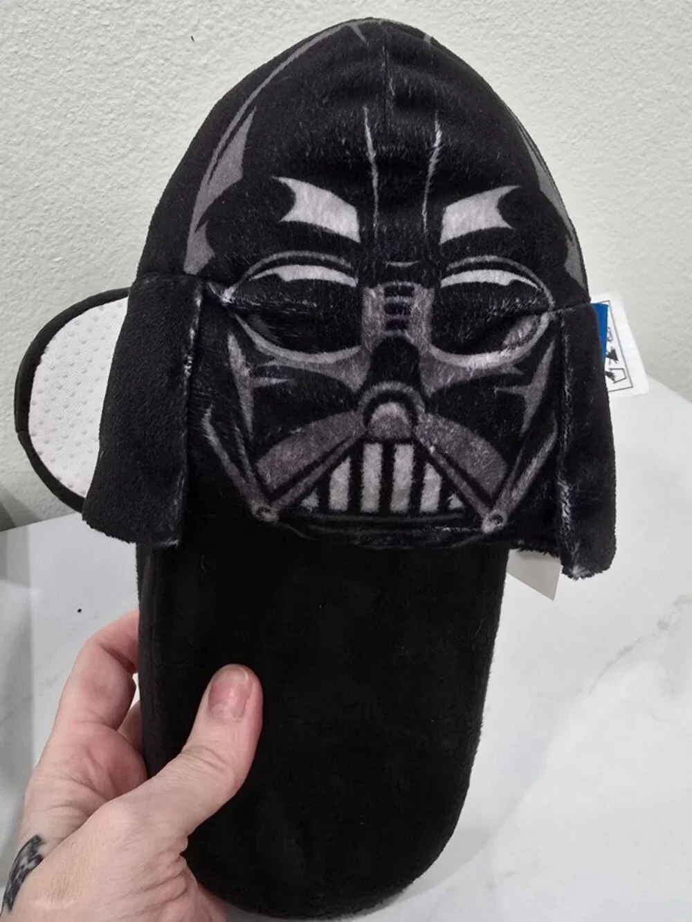 Star Wars ✦ Darth Vader Youth Slippers ✦ Black Plush Non‑Slip Indoor L/XL NWOT